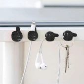 Başparmak Kablo Tutucu, Duvar, Araba, Ev, Organizatör, Kulaklık Tutucu Siyah Renk 5 adet - 3