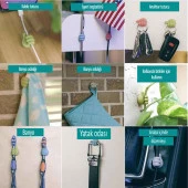 Başparmak Kablo Tutucu, Duvar, Araba, Ev, Organizatör, Kulaklık Tutucu Siyah Renk 5 adet - 6