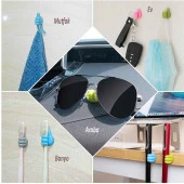 Başparmak Kablo Tutucu, Duvar, Araba, Ev, Organizatör, Kulaklık Tutucu Siyah Renk 5 adet - 7