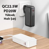 Coofbe Dahili Type-C Kablolu Ve İphone Kablolu 22.5W 10000 Mah Powerbank Ve Priz Girişli Şarj Cihazı - 2