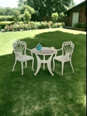 Ferforje görünümlü Plastik Yuvarlak İstanbul Masa Sandalye Takımı 1 Masa 2 Sandalye Balkon, Bahçe Mobilyası - 8