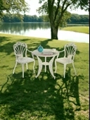 Ferforje görünümlü Plastik Yuvarlak İstanbul Masa Sandalye Takımı 1 Masa 2 Sandalye Balkon, Bahçe Mobilyası - 9