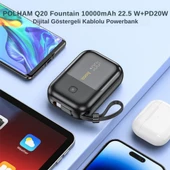 Polham HC 22.5W 10000mAh Type C Kablolu Powerbank, Yüksek Voltaj ve Isı Korumalı Taşınabilir Powerbank - 5