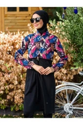 Tesmay 21104 Siyah Dijital Desenli Lycralı Tesettür Mayo thumbnail 2