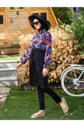 Tesmay 21104 Siyah Dijital Desenli Lycralı Tesettür Mayo thumbnail 5