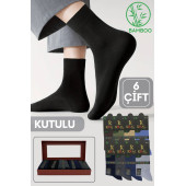 Kutulu 6 Çift Erkek Bambu Uzun Soket Yazlık Dikişsiz Parfümlü Çorap - 1