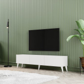 1240 EVA 3 KAPAKLI KULPSUZ 150 CM AYAKLI TV ÜNİTESİ BEYAZ - 1