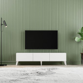 1240 EVA 3 KAPAKLI KULPSUZ 150 CM AYAKLI TV ÜNİTESİ BEYAZ - 2