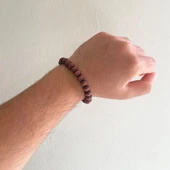 Kahverengi Ahşap Doğal Taş Erkek Bileklik EBLK-392 thumbnail 2