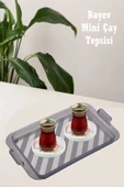 Plastik Mini Çay Tepsisi - Kahve Servis Sunum Tepsisi Füme - 1