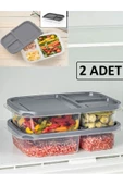 2 Adet Sera Bölmeli Buzluk Saklama Kabı Öğünlük Kıyma Sebze Dondurucu Düzenleyic - 1