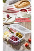 2 Adet Large 4 Bölmeli 1000 ml Öğünlük Kahvaltılık Piknik Saklama Kutusu Beslenme Kutusu Kıyma Et thumbnail 1