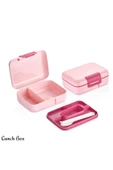 Pembe Kendinden Kaşıklı 5 Bölmeli 2 Katlı Beslenme Kutusu Okul Beslenme Kabı - 1
