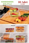 10 Adet Kendinden Kapaklı Erzak Saklama Kabı 1 Lt Kapaklı Kilitli Dondurucuya Uygun Saklama Kabı thumbnail 1