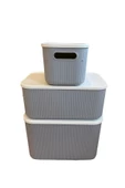 3 Boy Set Gri 6 - 13 - 21 Lt Storage Çok Amaçlı Dolap Içi Düzenleyici Saklama Kutusu thumbnail 5