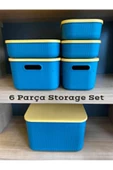 6 Parça Storage Yeşil Çok Amaçlı Set 5 Boy Dolap Içi Kapaklı Düzenleyici Dekoratif Saklama Kutusu - 1