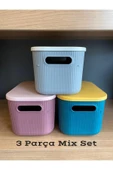 6.2 3'lü Mix Litre Storage Dolap Düzenleyici Kapaklı Kutu - Kıyafet Çorap Saklama Kutusu thumbnail 2