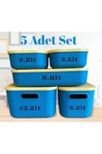 5 Parça Yeşil Storage Set Kapaklı  Dolap Içi Düzenleyici, Sepet, Çorap, Kıyafet Düzenleyici - 2
