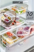 10 Adet 1 Kg Large 4 Bölmeli Öğünlük Et Sebze Saklama Kabı Buzluk Kuşbaşı Kurban Kıyma Kutusu - 1