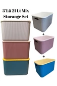 3 Adet Mix 21 Lt Storage Çok Amaçlı Dolap Içi Düzenleyici, Oyuncak Ve Çamaşır Sepeti, Saklama Kutusu - 3