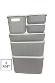 6 Parça Storage Gri Set 5 Boy Çok Amaçlı Dolap Içi Kapaklı Düzenleyici Kutu Dekoratif Saklama Kutusu - 2