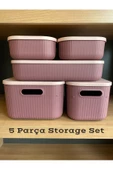 5 Parça Mor Storage Set Kapaklı Dolap Içi Düzenleyici, Sepet, Çorap, Kıyafet Düzenleyici - 1