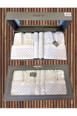 Minteks Silver Pamira Beyaz-Beyaz 6 Parça Havlulu Bornoz Seti - Aile Banyo Havlu Bornoz Seti - 3