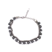 316L Erkek Çelik Bileklik Gri Hematit Taşlı Spor Zincir Bileklik EBLK-456 thumbnail 1