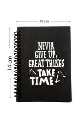 Siyah Defter Motivasyon Sözlü Never Siyah Yapraklı A6 Not Defteri - 1 Adet thumbnail 2