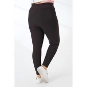 Yüksek Bel Toparlayıcı Dalgıç Kumaş Likralı Şardonlu Tayt - 5