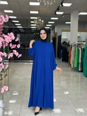 Hülya Abaya Takım Saks Mavisi - 1