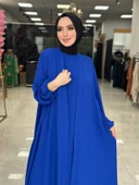 Hülya Abaya Takım Saks Mavisi - 2
