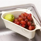 Vantuzlu Üçgen Sebze Meyve Lavabo Raf Evye Süzgeç Sünger Tutucu Düzenleyici Mutfak Organizer - 1