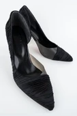 Solus Siyah Saten Pileli Stiletto Şeffaf Kadeh Topuklu Ayakkabı thumbnail 4