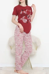 Süprem Kısa Kol Pijama Takımı Bordo - 18500.1048. - 2