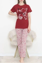 Süprem Kısa Kol Pijama Takımı Bordo - 18500.1048. - 1