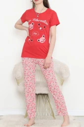 Süprem Kısa Kol Pijama Takımı Kırmızıdesenli - 18500.1048. - 3