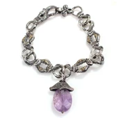 925 Ayar Gümüş Gerçek Ametist Taşlı Konstantin Bileklik thumbnail 1