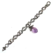 925 Ayar Gümüş Gerçek Ametist Taşlı Konstantin Bileklik thumbnail 2