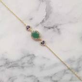 925 Ayar Gümüş Peridot Taşlı & Kalp Nazar Boncuklu Bileklik thumbnail 2