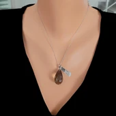 925Ayar Gümüş Smoky Quartz Damla Taşlı Kolye thumbnail 1