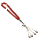 925 Ayar Gümüş Mercan Taşlı Tesbih thumbnail 2