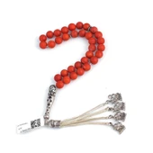 925 Ayar Gümüş Mercan Taşlı Tesbih thumbnail 1