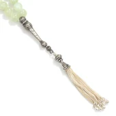 925 Ayar Gümüş Küre Kesim Yeşim Taşlı Tesbih thumbnail 3