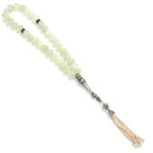 925 Ayar Gümüş Küre Kesim Yeşim Taşlı Tesbih thumbnail 1