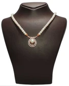 Gümüş İnci Kolye, Pembe thumbnail 2