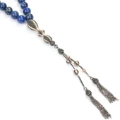 925 Ayar Gümüş Gerçek 1 cm Lapis Taşlı Küre Kesim Tasarım Tesbih thumbnail 3