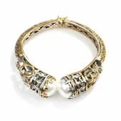 925 Ayar Gümüş Konstantinapol Tasarım İncili Bilezik thumbnail 3