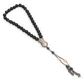 925 Ayar Gümüş Gerçek Lav Taşlı Küre Kesim Tasarım Tesbih thumbnail 2