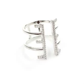 925 Ayar Gümüş E Harfi Tasarım Yüzük thumbnail 3